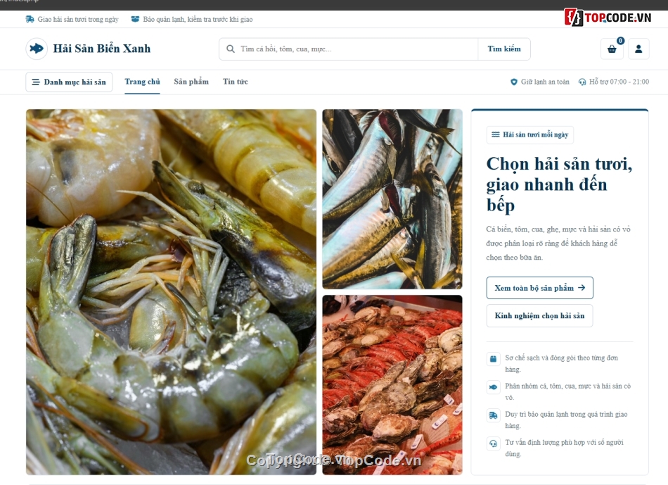 Web bán hải sản,hải sản,bán